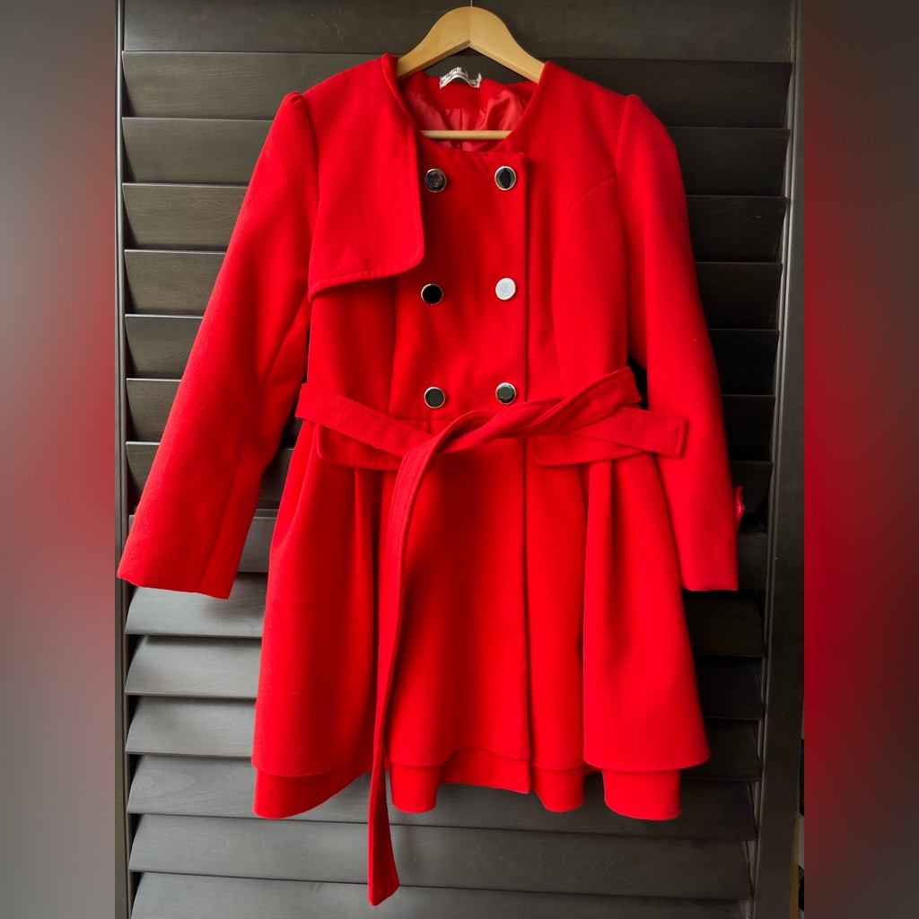 Sale Vintage Women’s Red Princess Coat With Belt Lined Small Medium
